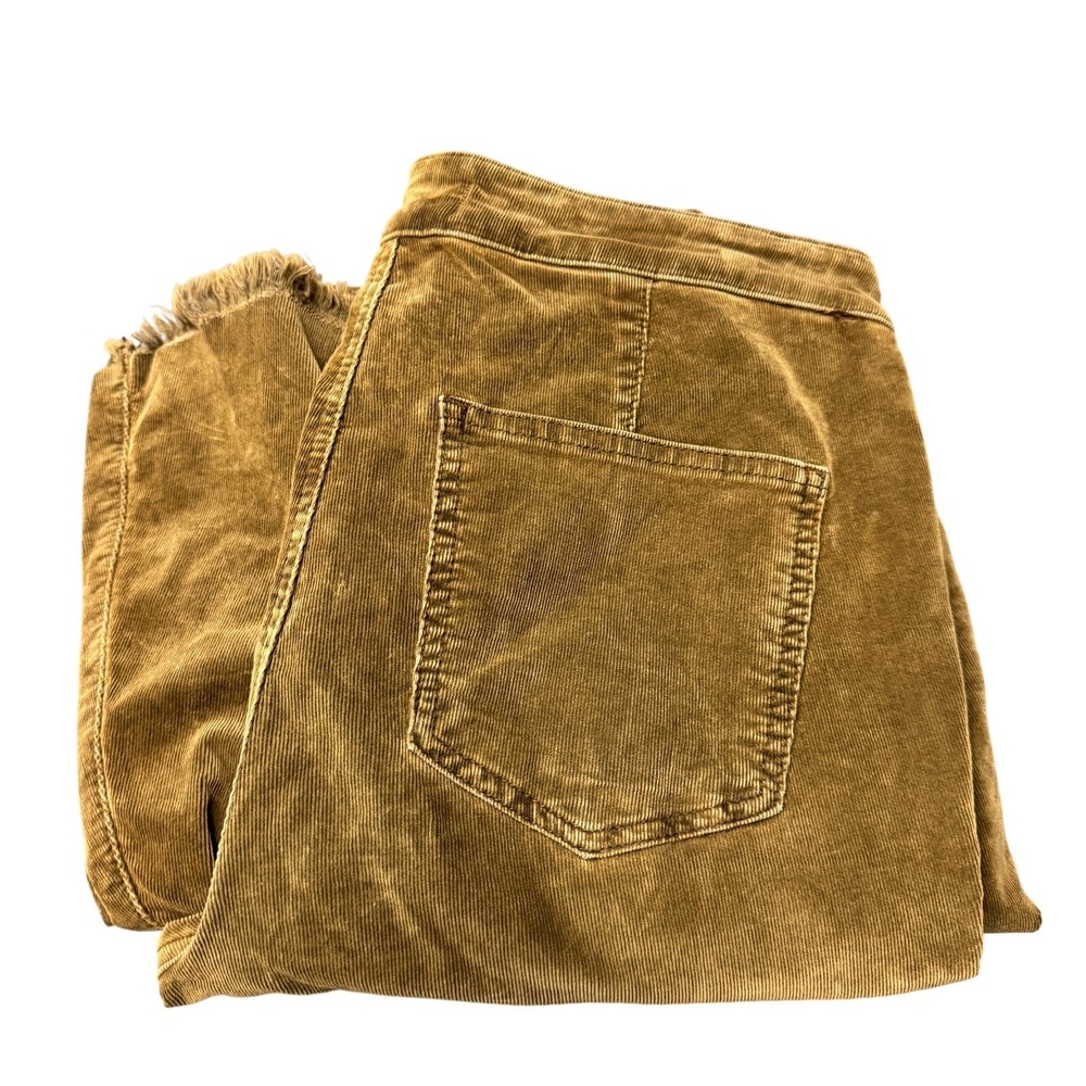 Free People Corduroy Flare Pants‎ Brown Raw Hem Boho Womens 26 (28x32 ACTUAL)